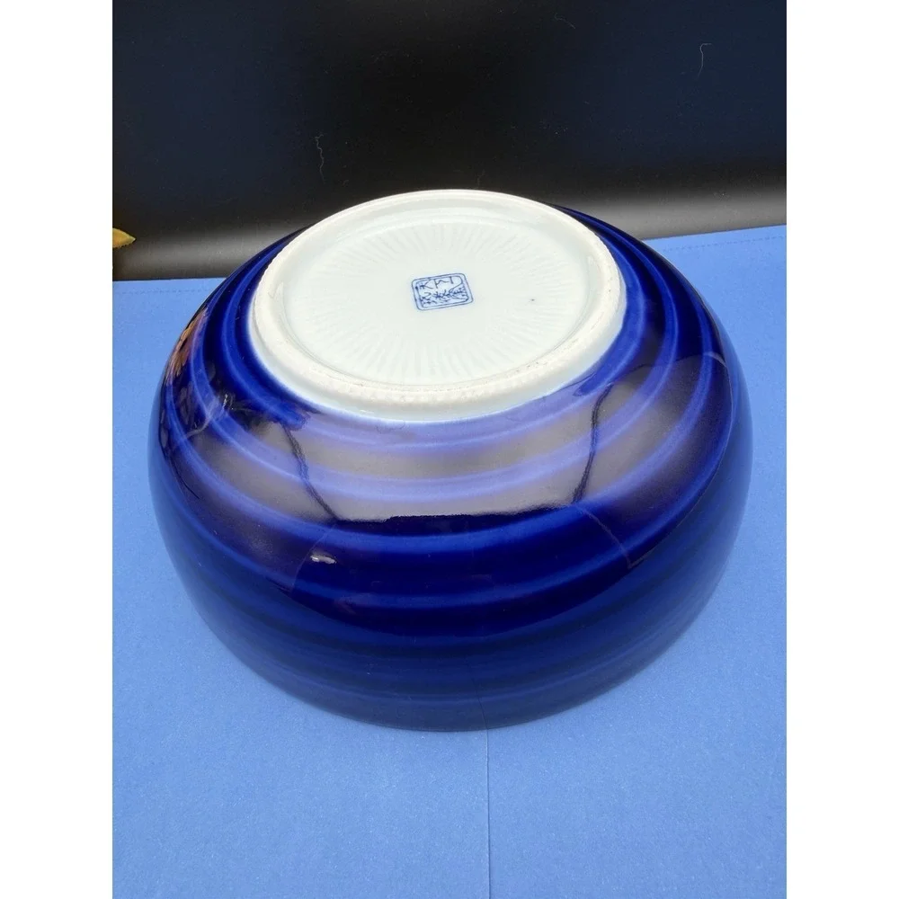 Japanese/Chinese Imari Style Blue & White Porcelain Rice Soup Bowl - 7